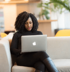 Woman working on laptop